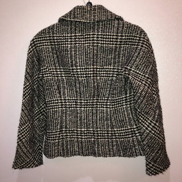 Talbots Collection Size 2 Black White Plaid Tweed Alpaca Blend Blazer Jacket - Picture 6 of 10